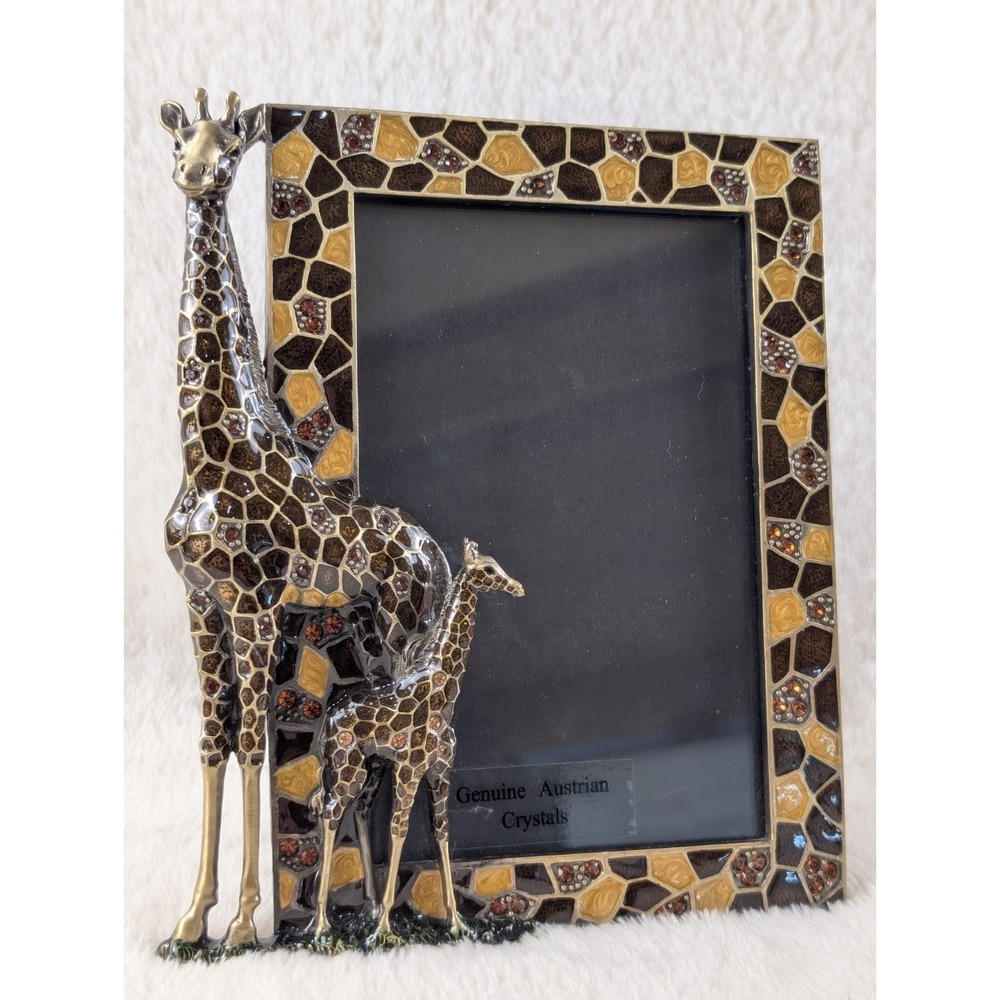Giraffe Photo Frame w/ Genuine Austrian Crystals‎ Mosaic Mother Baby 4x6 Safari